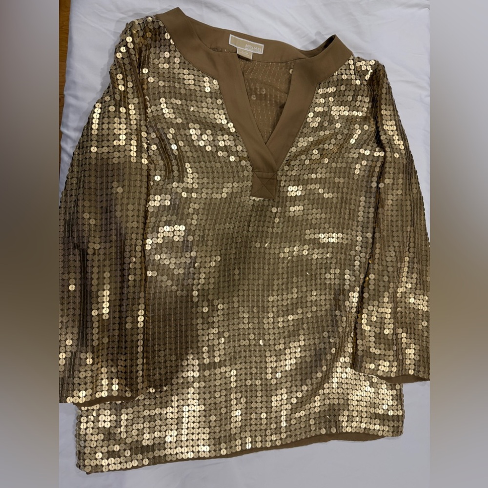 Michael Kors Gold Sequin Blouse